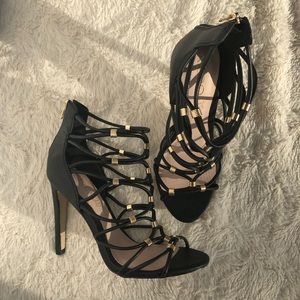 Black strappy heels